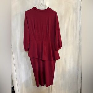 Elegant Red Peplum Dress